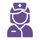 Icon of a female nurse wearing a cap with a cross symbol.
