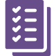 Icon of a checklist with three green checked items and lines.