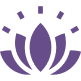 A simple purple lotus flower icon with petals.