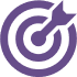 A purple target symbol with concentric circles and an arrow in the center.
